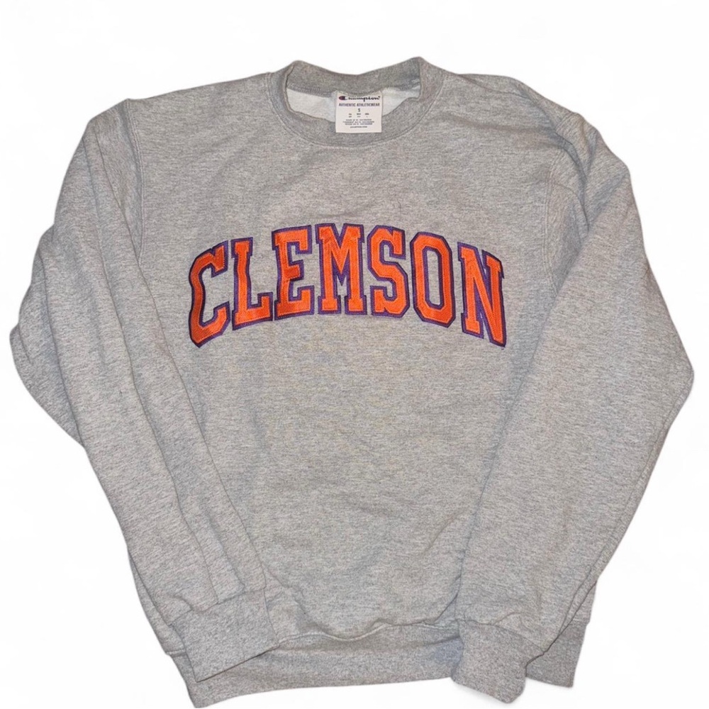 Champion Gray Clemson Crewneck Sweater